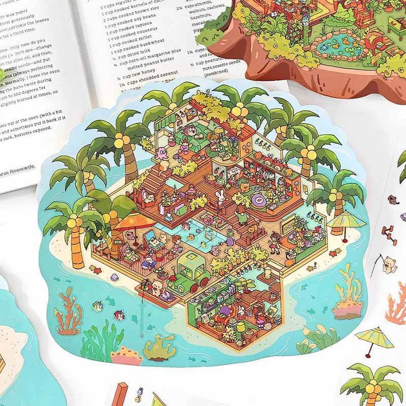 Island Shop DIY 3D Scene Stickers 2 Cute Miniature Scenes