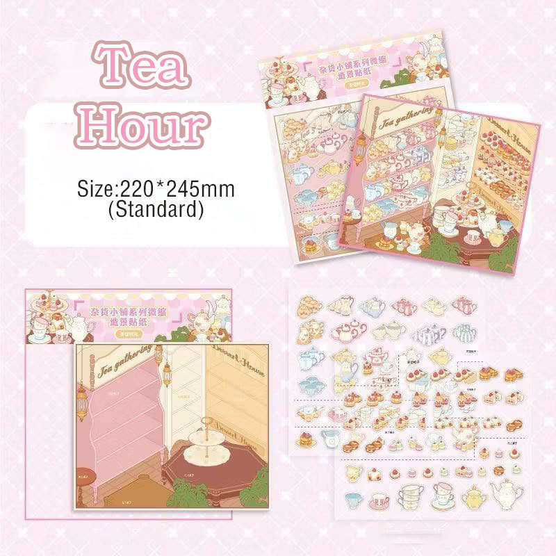 Vintage Bazaar DIY 3D Scene Stickers Collection - 6 Cute Miniature Scenes