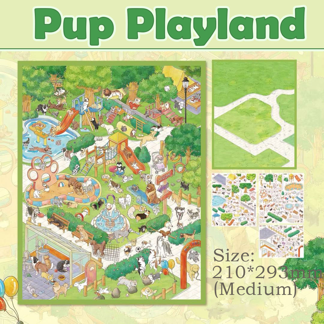 Summer Puppy Love DIY 3D Scene Stickers Collection - 2 Cute Miniature Scenes