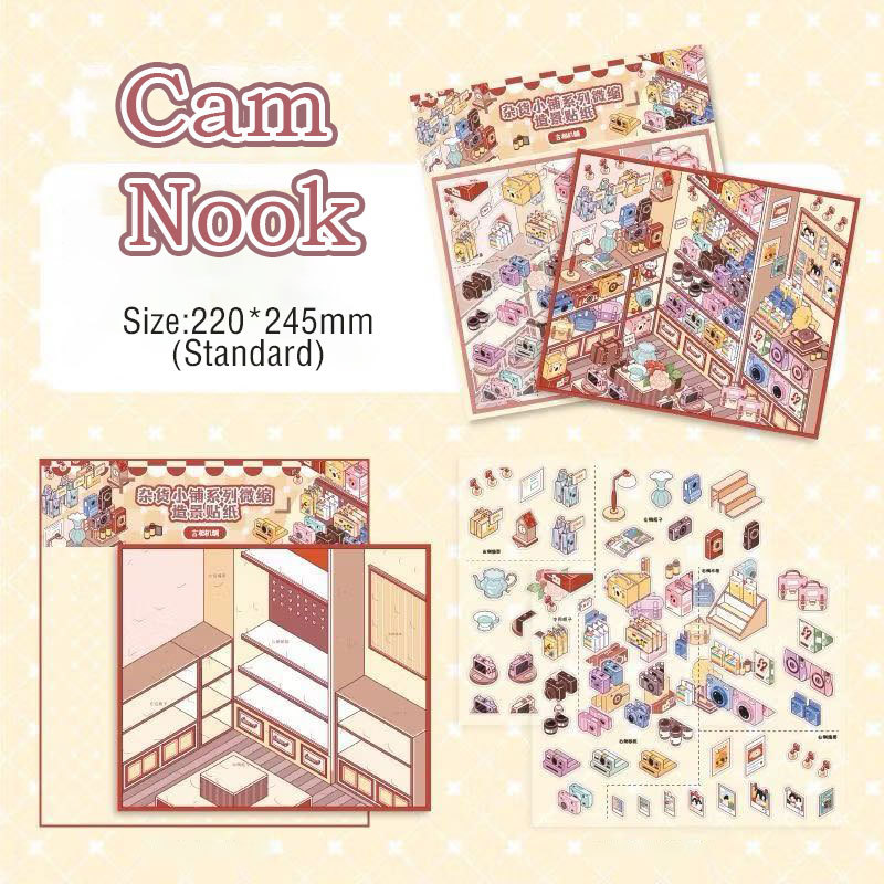 Vintage Bazaar DIY 3D Scene Stickers Collection - 6 Cute Miniature Scenes