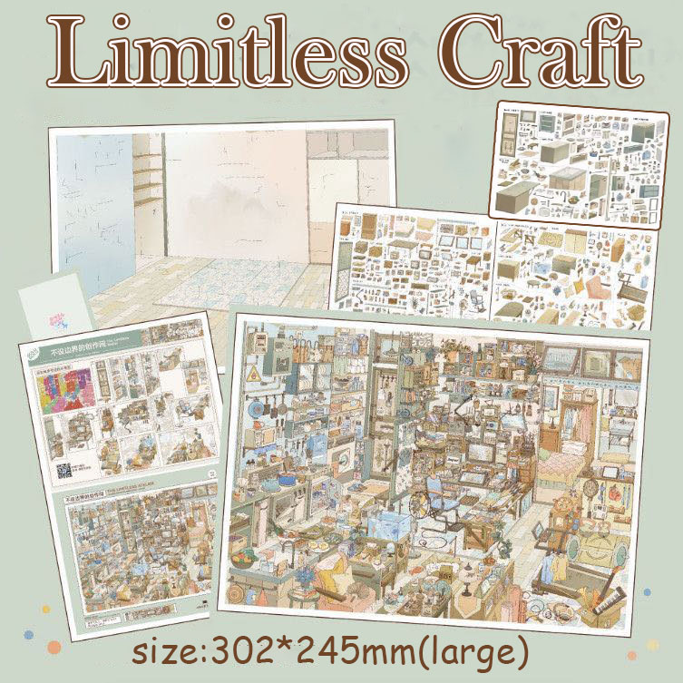 Cozy Space DIY 3D Scene Stickers Collection - 4 Cute Miniature Scenes