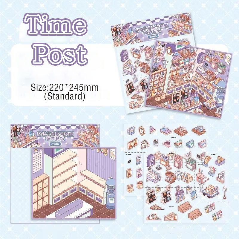 Vintage Bazaar DIY 3D Scene Stickers Collection - 6 Cute Miniature Scenes