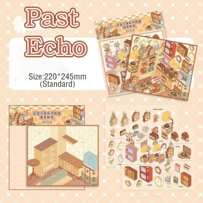 Vintage Bazaar DIY 3D Scene Stickers Collection - 6 Cute Miniature Scenes