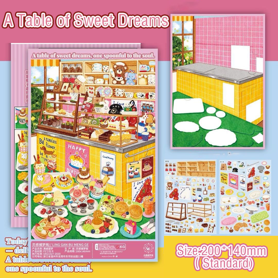 Food Paradise DIY 3D Scene Stickers Collection - 6 Cute Miniature Scenes