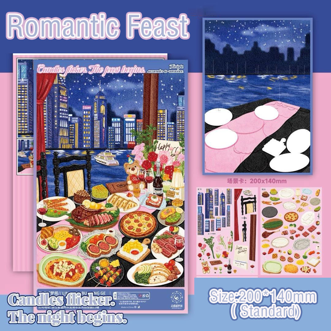 Food Paradise DIY 3D Scene Stickers Collection - 6 Cute Miniature Scenes