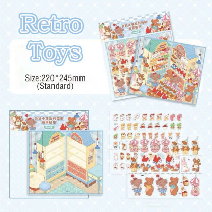 Vintage Bazaar DIY 3D Scene Stickers Collection - 6 Cute Miniature Scenes