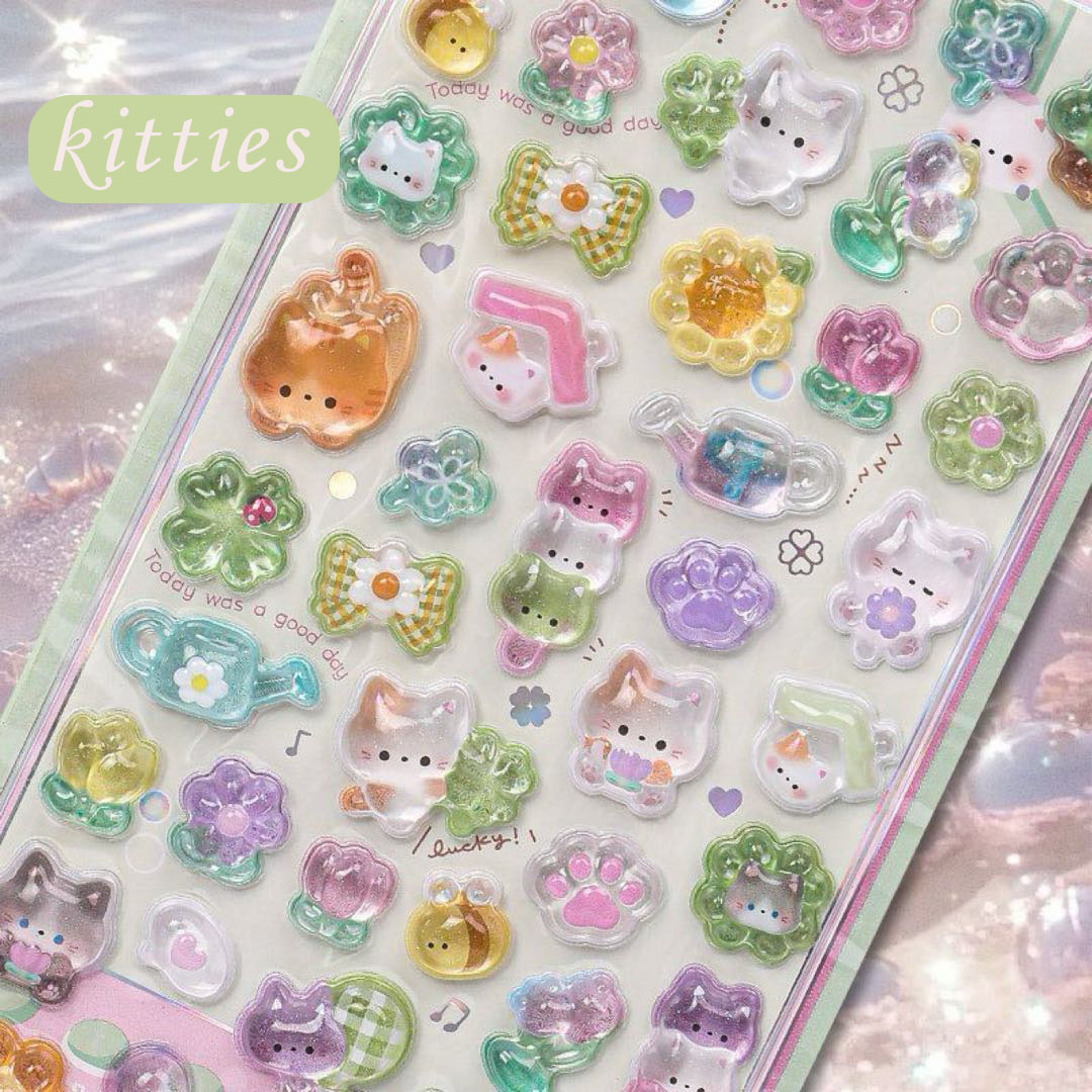 Pop & Glossy DIY 3D Crystal Puffy Stickers - 3 Cute Sets