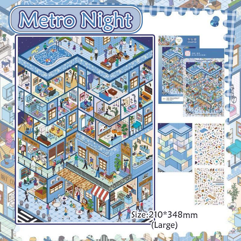 Time Prism  DIY 3D Scene Stickers Collection - 4 Cute Miniature Scenes