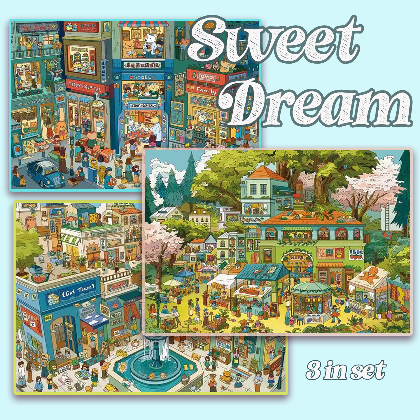 Sweet Dream DIY 3D Sticker Collection -3 Cute Miniature Scenes