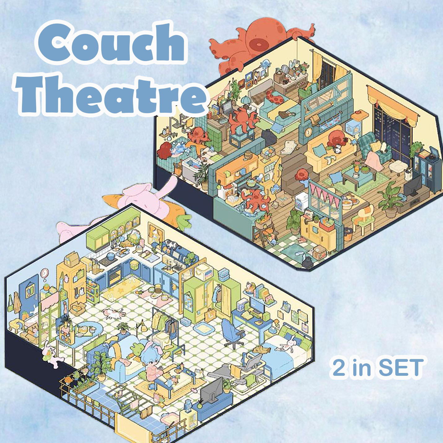 Couch Theatre DIY 3D Sticker Collection - 2 Cute Miniature Scenes