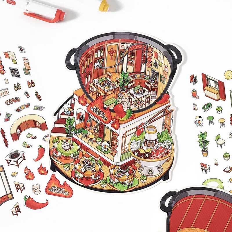 Epicurean Haven DIY 3D Scene Stickers 4 Cute Miniature Scenes