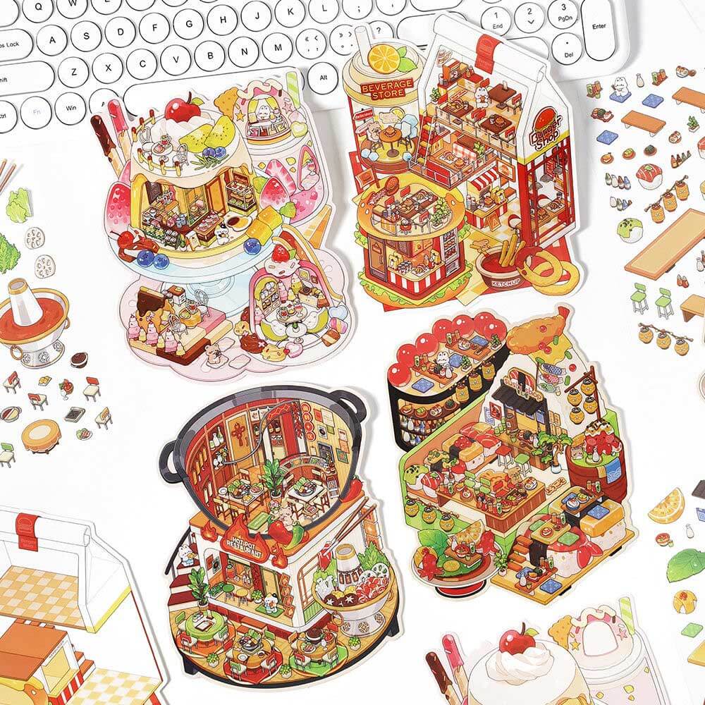Epicurean Haven DIY 3D Scene Stickers 4 Cute Miniature Scenes