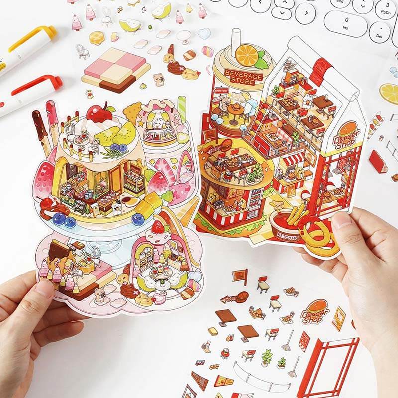 Epicurean Haven DIY 3D Scene Stickers 4 Cute Miniature Scenes