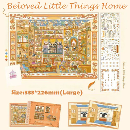 Blossom Cafe DIY 3D Scene Stickers Collection - 4 Cute Miniature Scenes