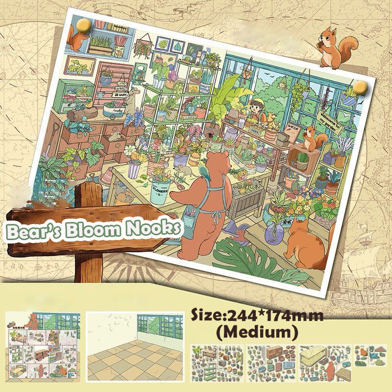 Woodland DIY 3D Scene Stickers Collection - 4 Cute Miniature Scenes