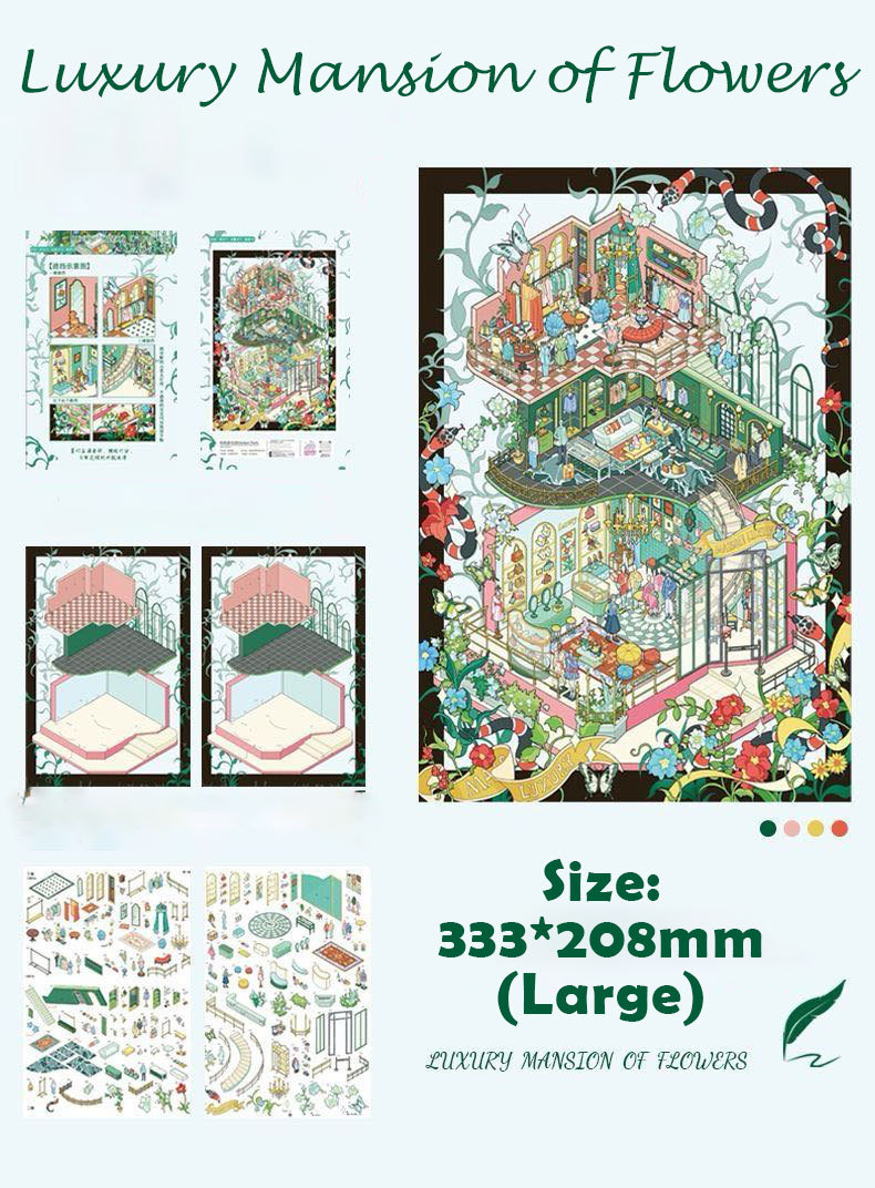 Blossom Cafe DIY 3D Scene Stickers Collection - 4 Cute Miniature Scenes