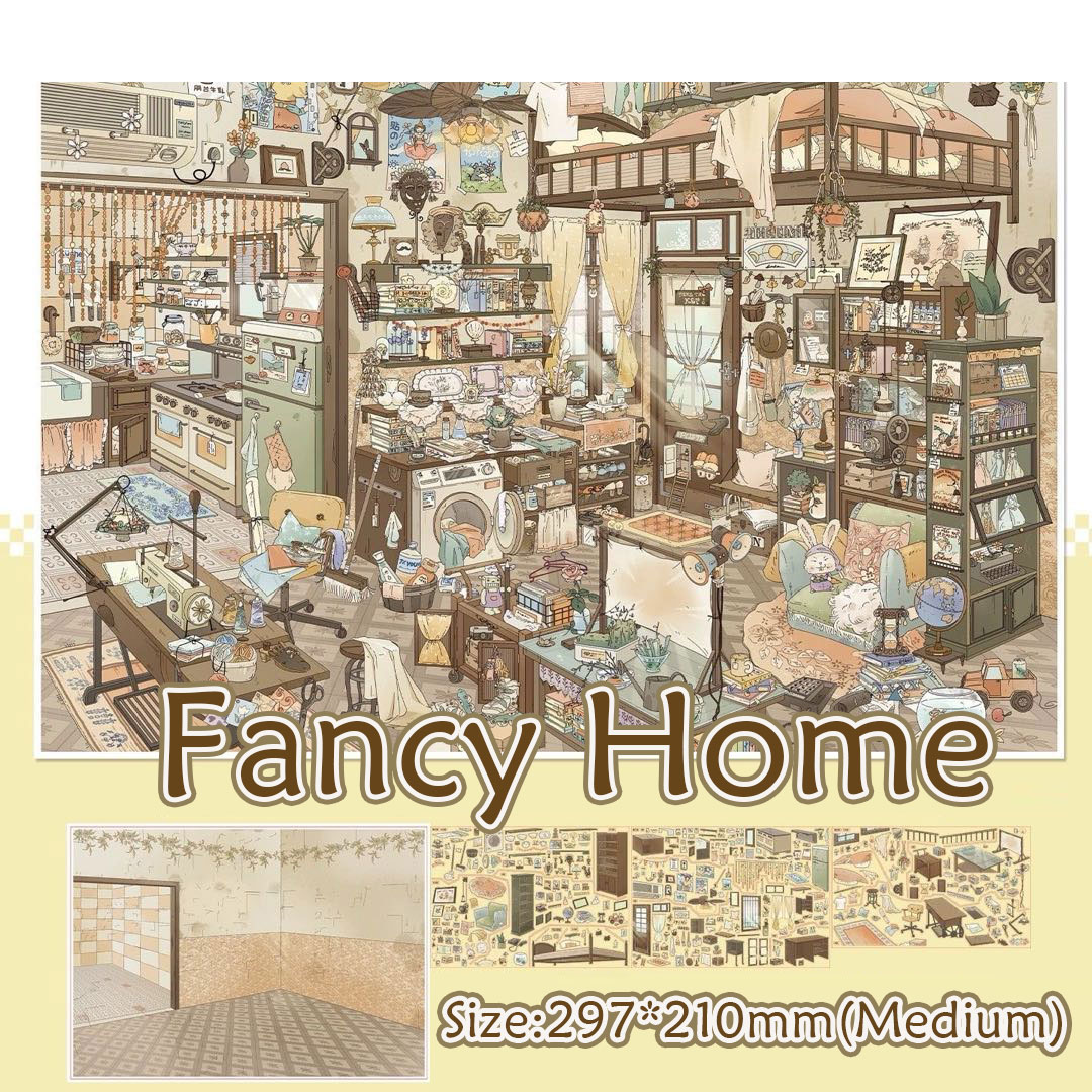 Block Fantasy Maze DIY 3D Scene Stickers Collection - 4 Cute Miniature Scenes