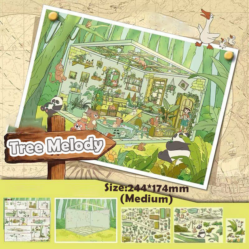 Woodland DIY 3D Scene Stickers Collection - 4 Cute Miniature Scenes