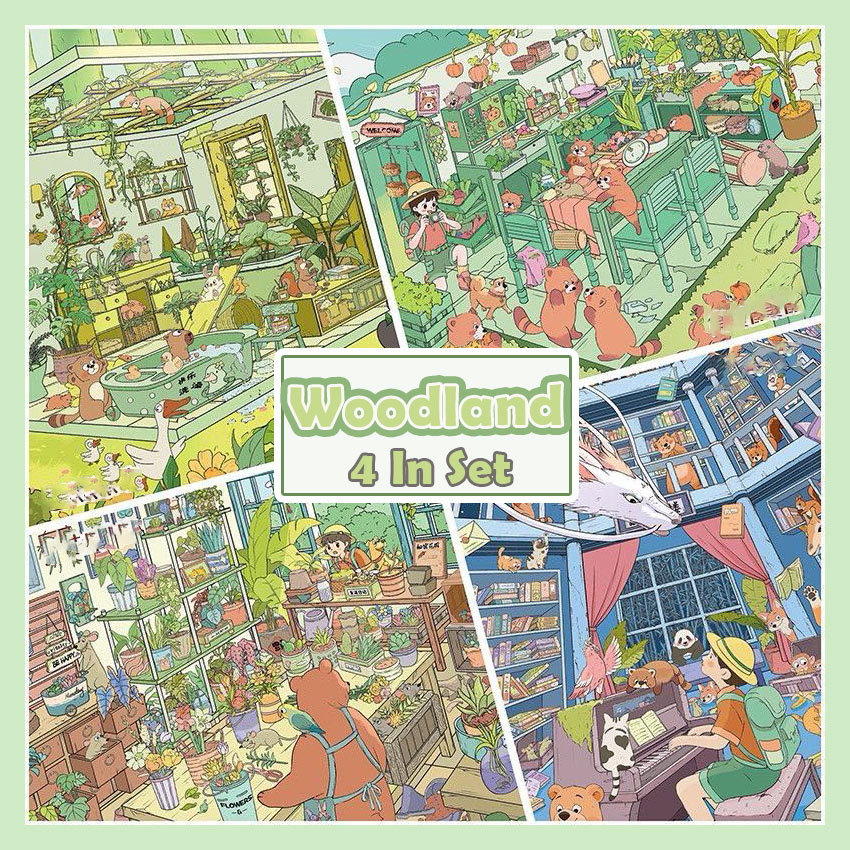 Woodland DIY 3D Scene Stickers Collection - 4 Cute Miniature Scenes