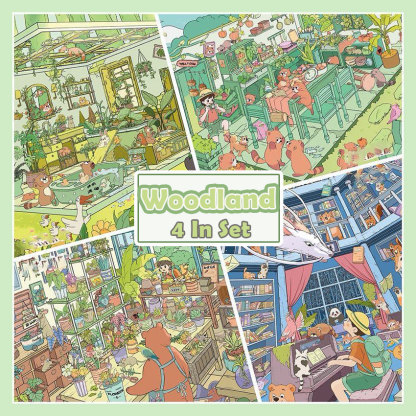 Woodland DIY 3D Scene Stickers Collection - 4 Cute Miniature Scenes