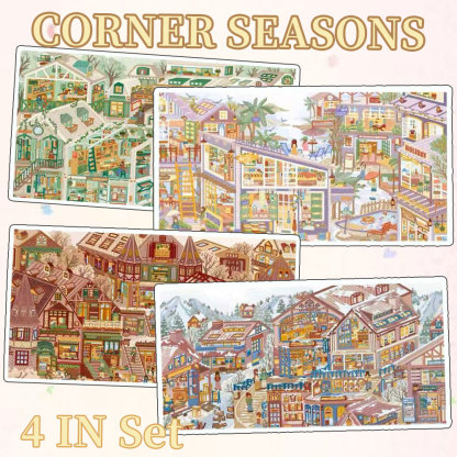 Corner Seasons DIY 3D Scene Stickers Collection - 4 Cute Miniature Scenes