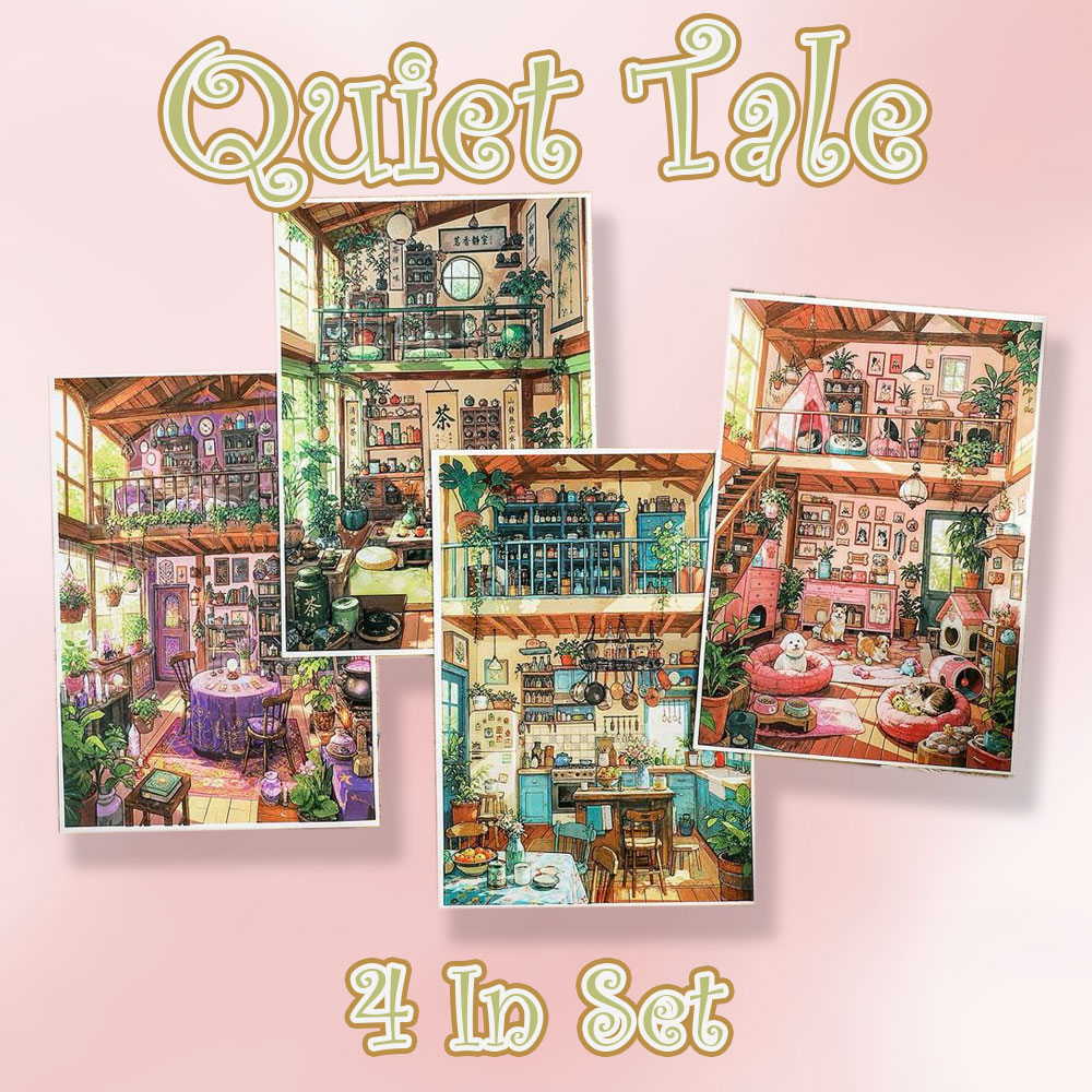 Quiet Tale DIY 3D Scene Stickers Collection - 4 Cute Miniature Scenes