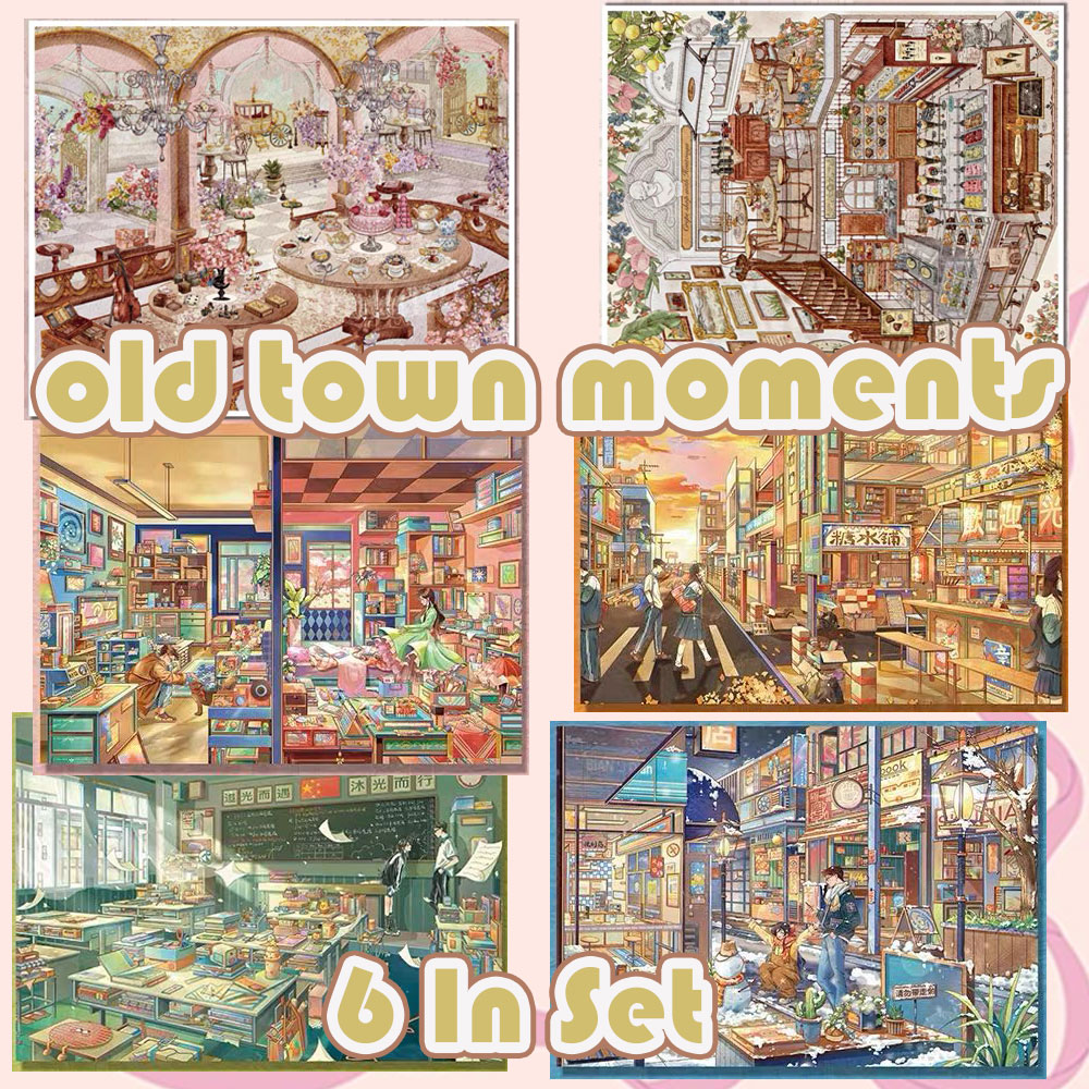 Old Town Moments DIY 3D Scene Stickers Collection - 6 Cute Miniature Scenes