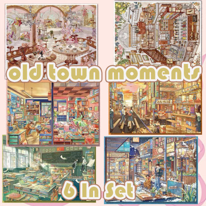 Old Town Moments DIY 3D Scene Stickers Collection - 6 Cute Miniature Scenes