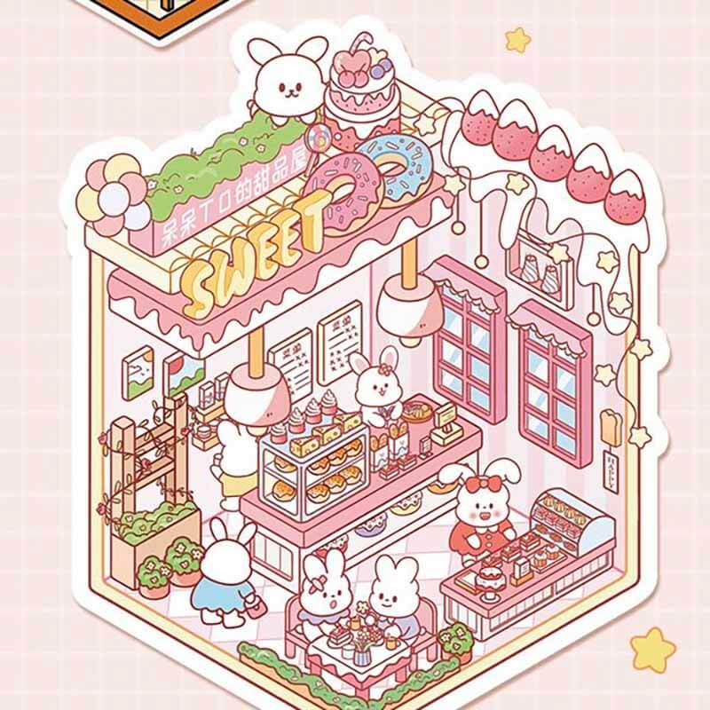 Furry Friends Tycoon DIY 3D Scene Stickers 4 Cute Miniature Scenes