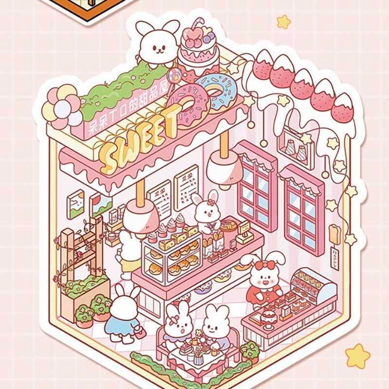 Furry Friends Tycoon DIY 3D Scene Stickers 4 Cute Miniature Scenes