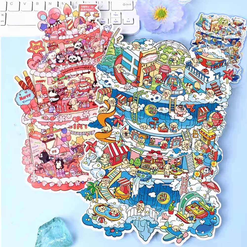 Sky City DIY 3D Scene Stickers 2 Cute Miniature Scenes
