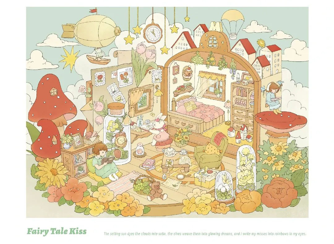 Castle fairy tales DIY 3D Sticker Collection - 4 Cute Miniature Scenes