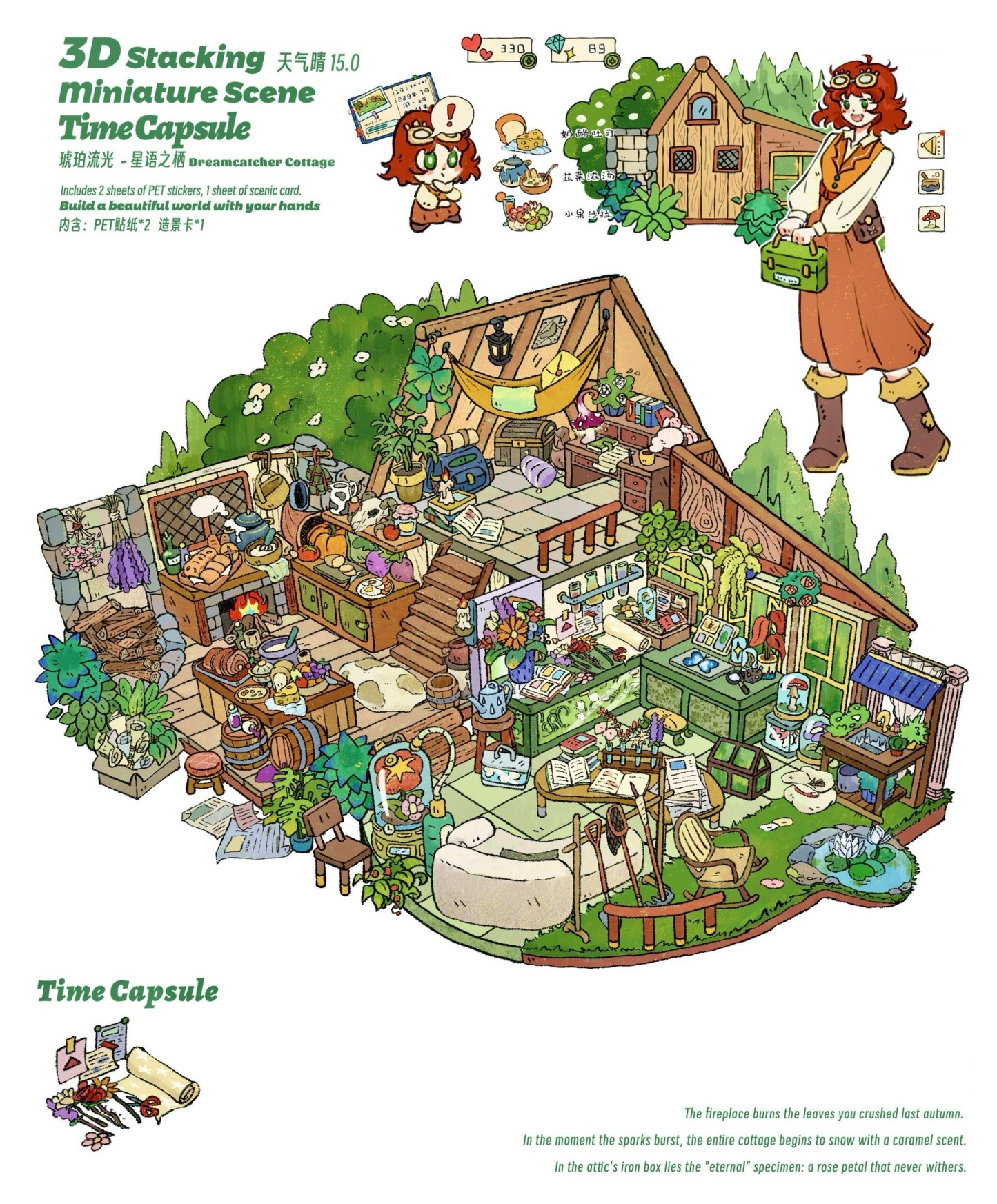 Time Capsule DIY 3D Sticker Collection - 4 Cute Miniature Scenes