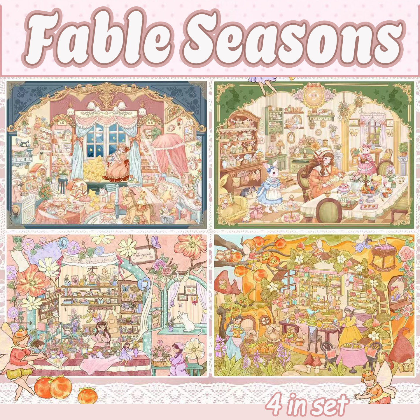 Fable Seasons DIY 3D Scene Stickers - 4 Cute Miniature Scenes