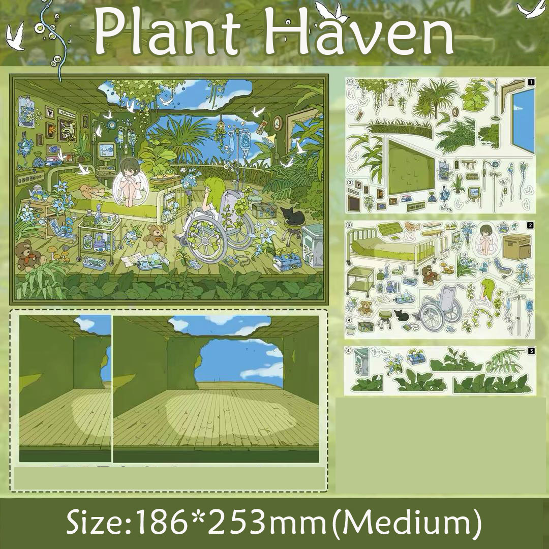 Golden Siesta DIY 3D Scene Stickers Collection - 5 Cute Miniature Scenes