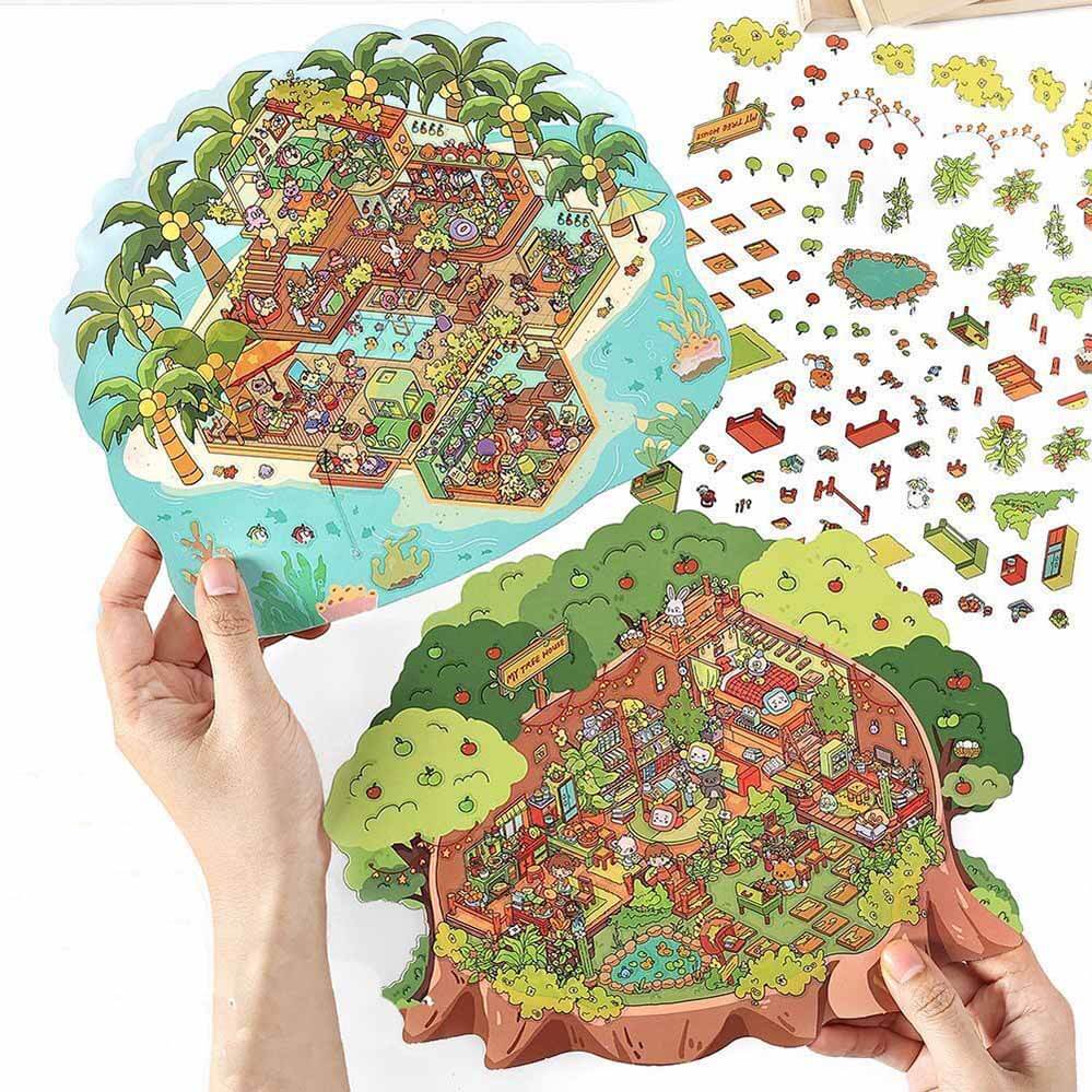 Island Shop DIY 3D Scene Stickers 2 Cute Miniature Scenes