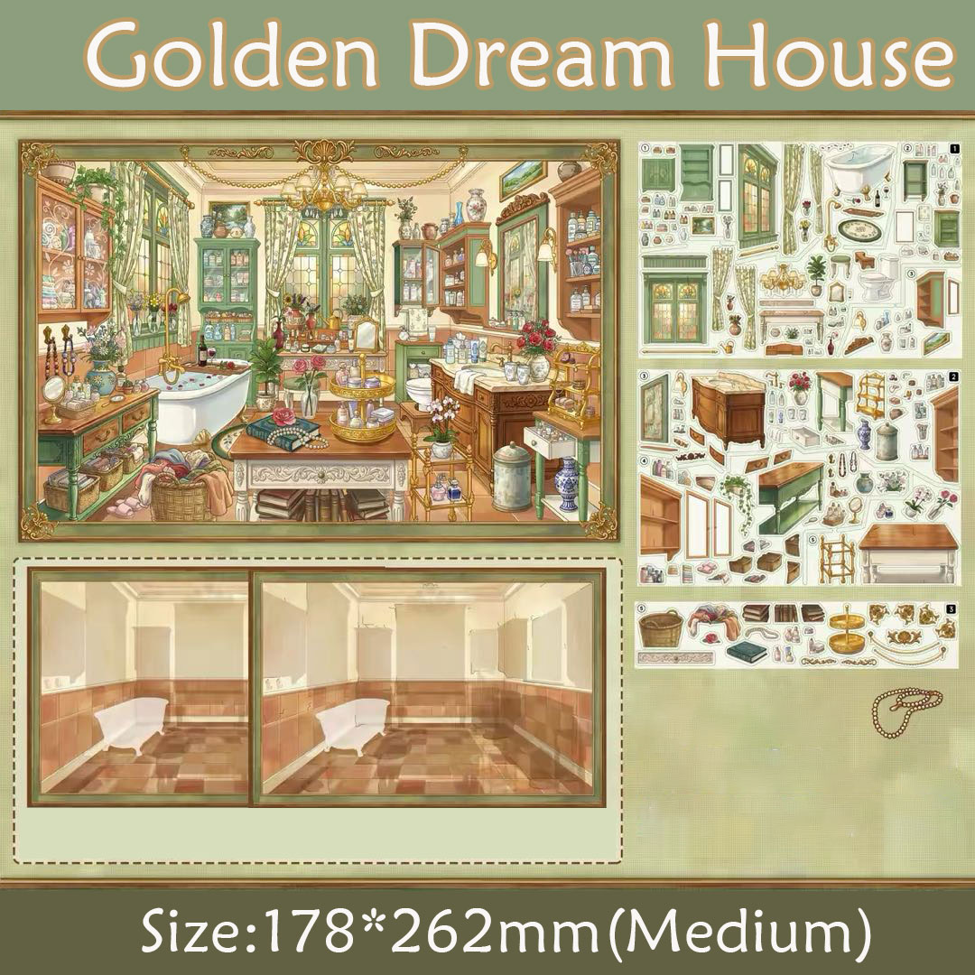 Golden Siesta DIY 3D Scene Stickers Collection - 5 Cute Miniature Scenes