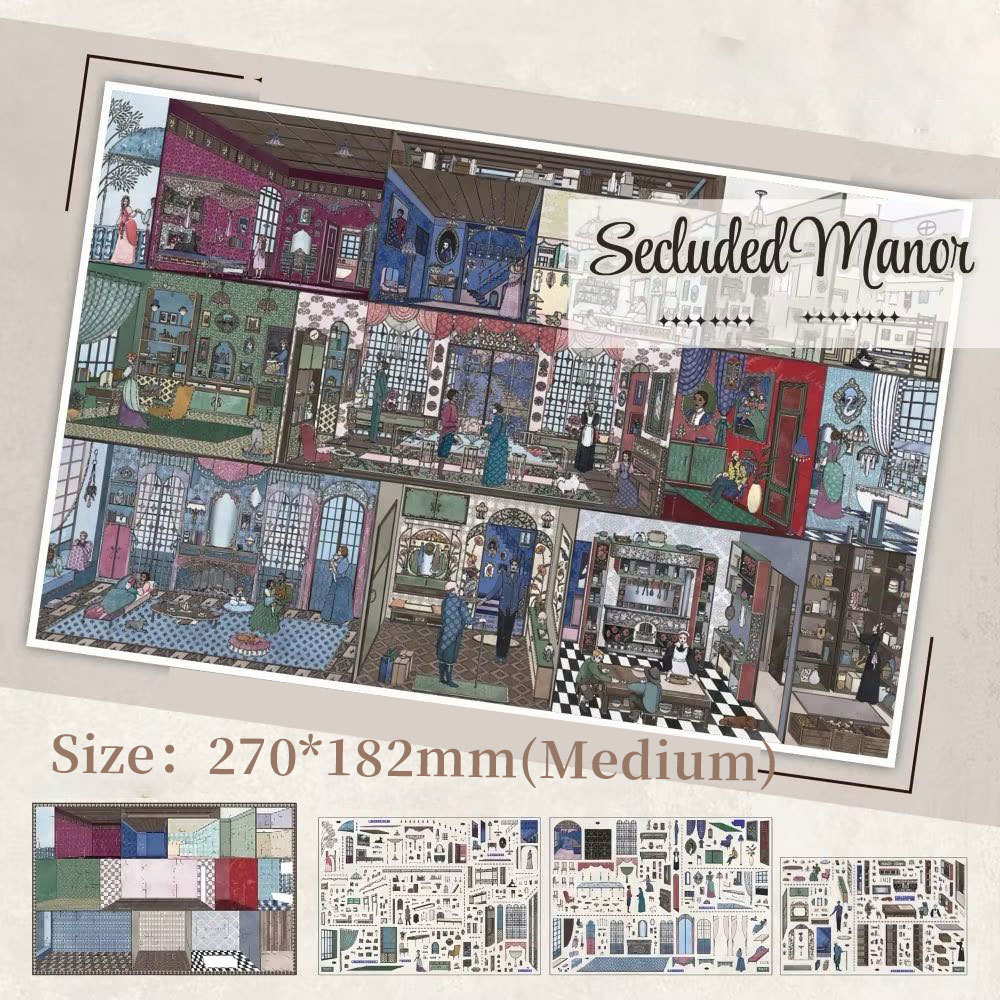 Mystery Manor DIY 3D Scene Stickers Collection - 2 Cute Miniature Scenes