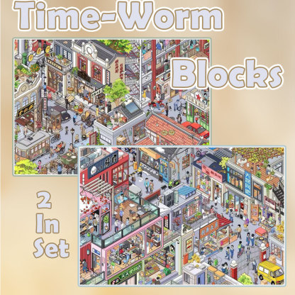 Time-Worm Blocks DIY 3D Scene Stickers Collection - 2 Cute Miniature Scenes