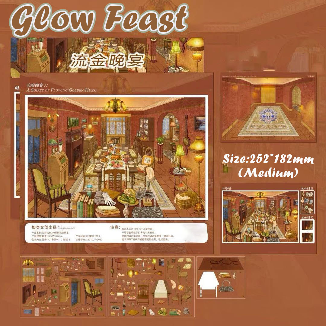 Warm Manor Tales DIY 3D Scene Stickers Collection - 5 Cute Miniature Scenes