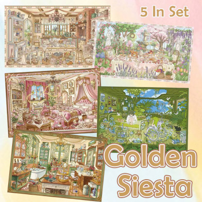 Golden Siesta DIY 3D Scene Stickers Collection - 5 Cute Miniature Scenes