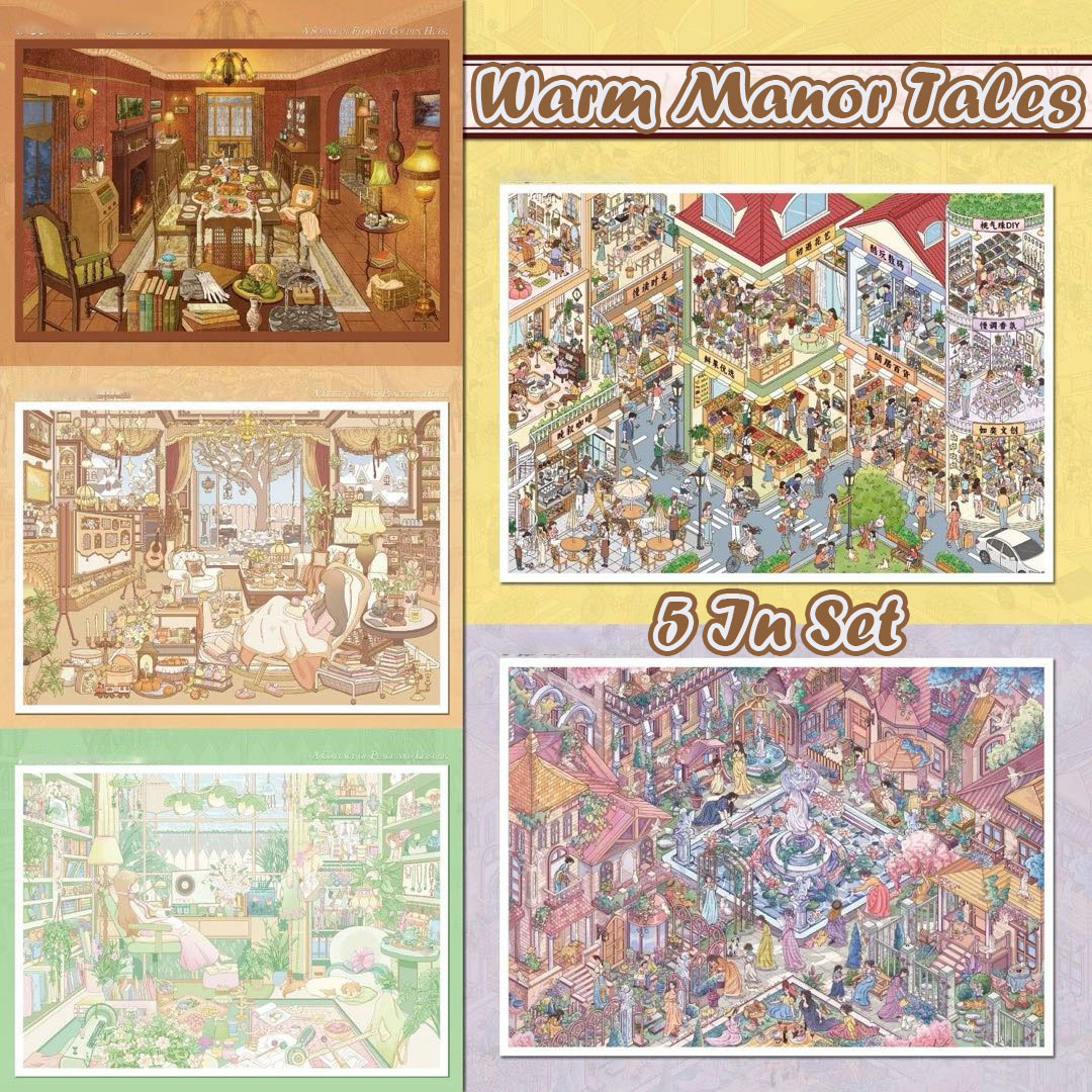 Warm Manor Tales DIY 3D Scene Stickers Collection - 5 Cute Miniature Scenes
