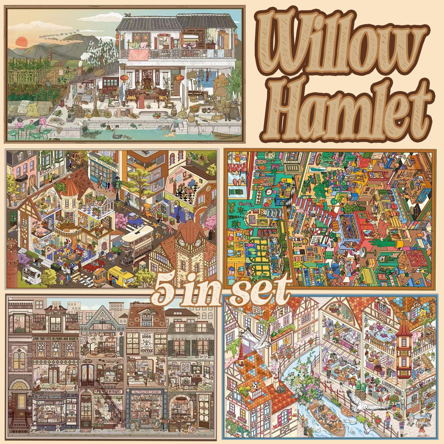 Willow Hamlet DIY 3D Scene Stickers -5 Cute Miniature Scenes
