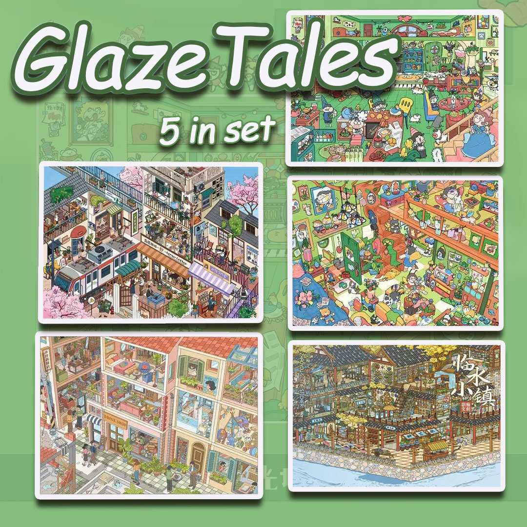  Glaze Tales DIY 3D Sticker Collection - 5 Cute Miniature Scens