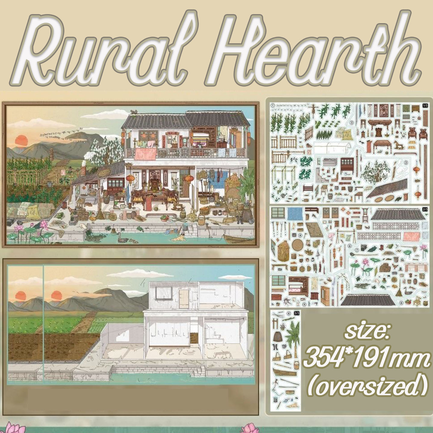 Willow Hamlet DIY 3D Scene Stickers -5 Cute Miniature Scenes