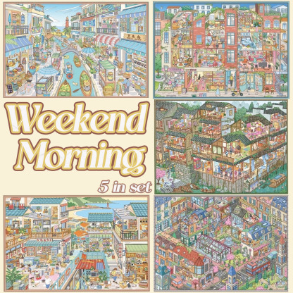 Weekend Morning DIY 3D Scene Stickers Collection - 5 Cute Miniature Scenes