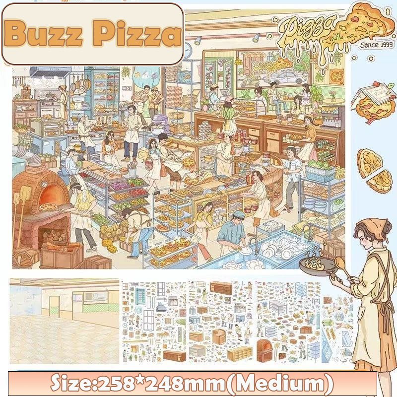 Pizza Kit DIY 3D Scene Stickers Collection - 2 Cute Miniature Scenes