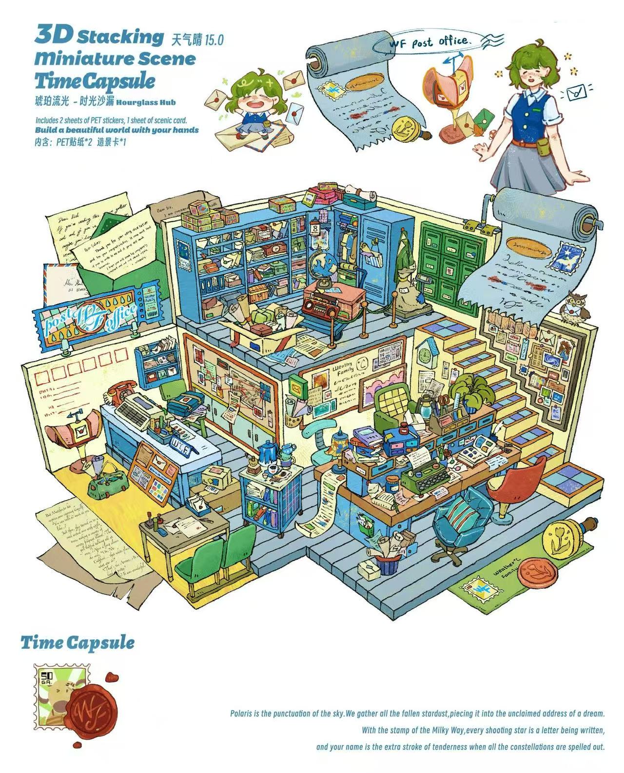 Time Capsule DIY 3D Sticker Collection - 4 Cute Miniature Scenes