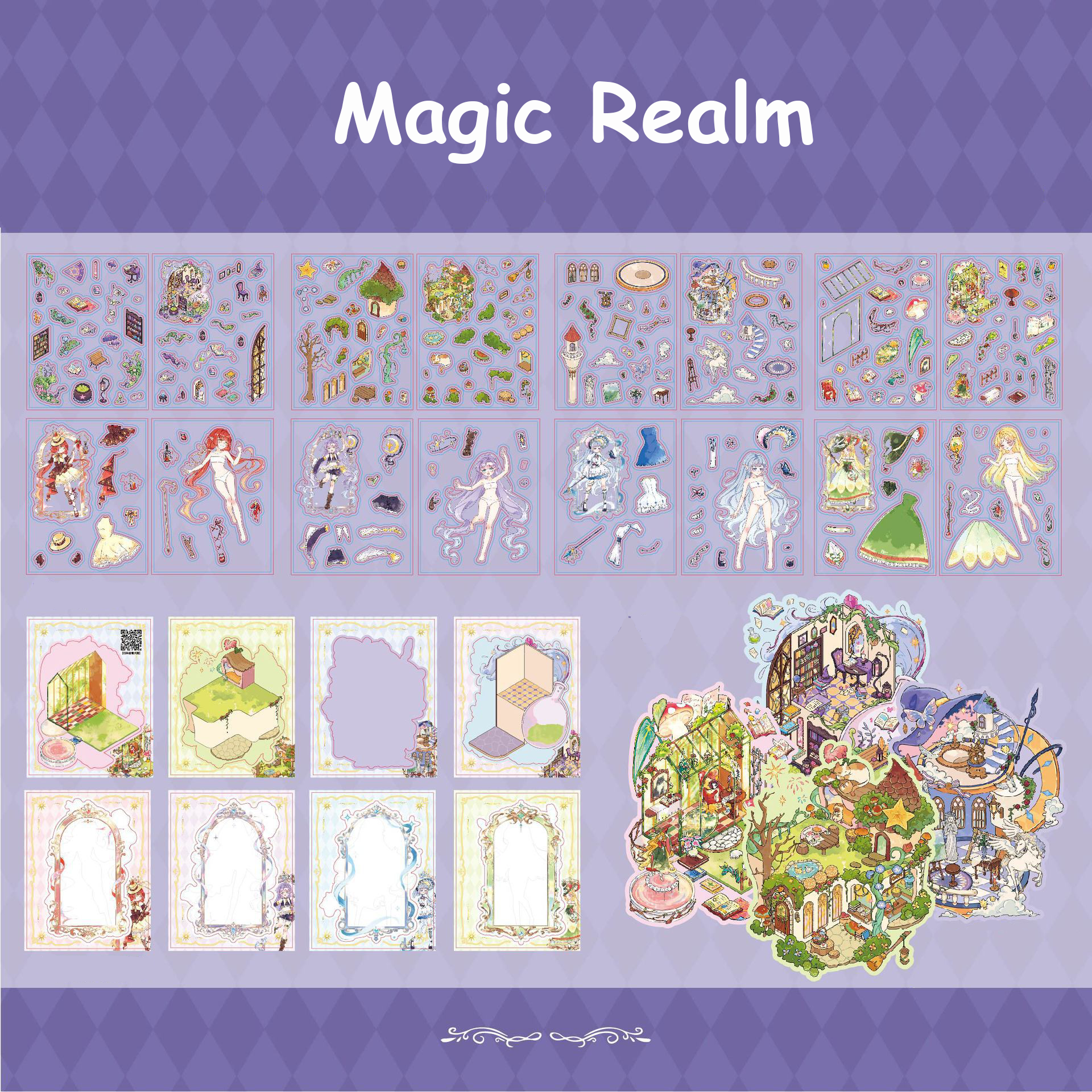 Fantasy Journey Series DIY 3D Scene Mini Stickers - 4 Cute Miniature Scenes