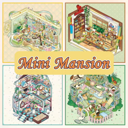 Mini Mansion DIY 3D Sticker Collection - 4 Cute Miniature Scenes